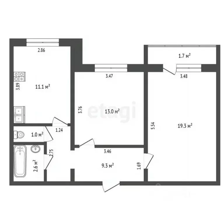 2-к кв. Самарская область, Тольятти Калмыцкая ул., 36 (56.3 м) - Фото 1