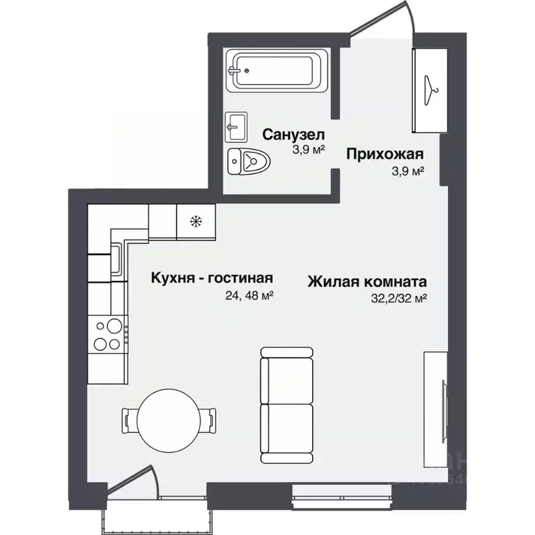 Студия Новосибирская область, Новосибирский район, Каменский ... - Фото 0