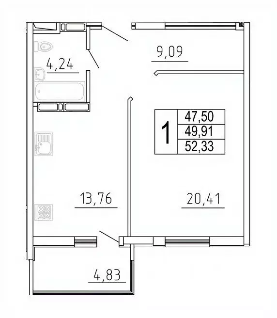 1-к кв. Самарская область, Самара ул. Дыбенко, 5 (52.56 м) - Фото 1