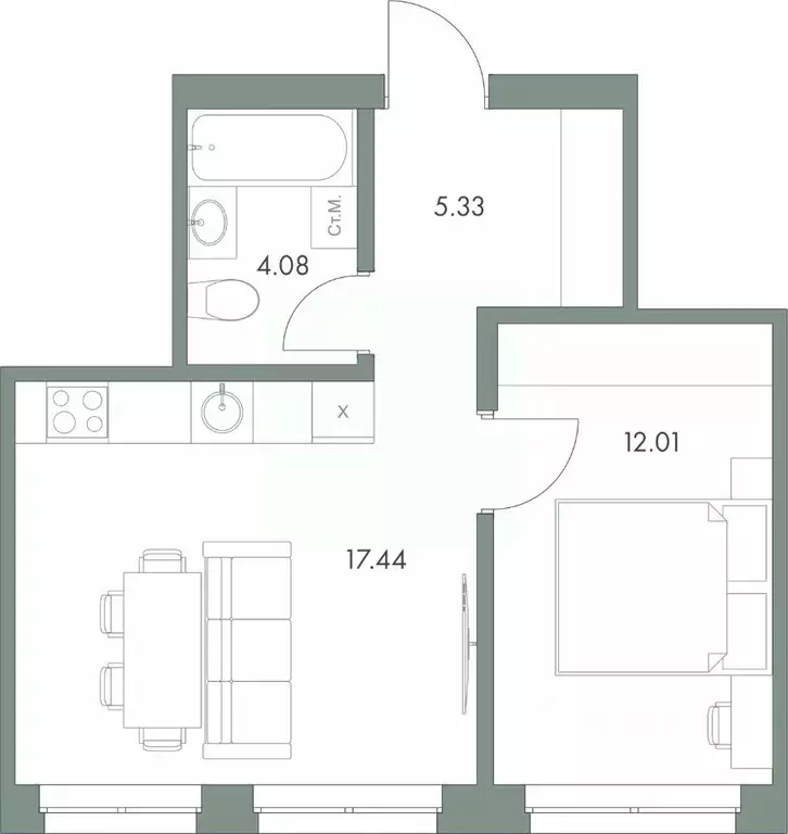 1-к кв. Ханты-Мансийский АО, Сургут ул. Крылова (38.86 м) - Фото 0