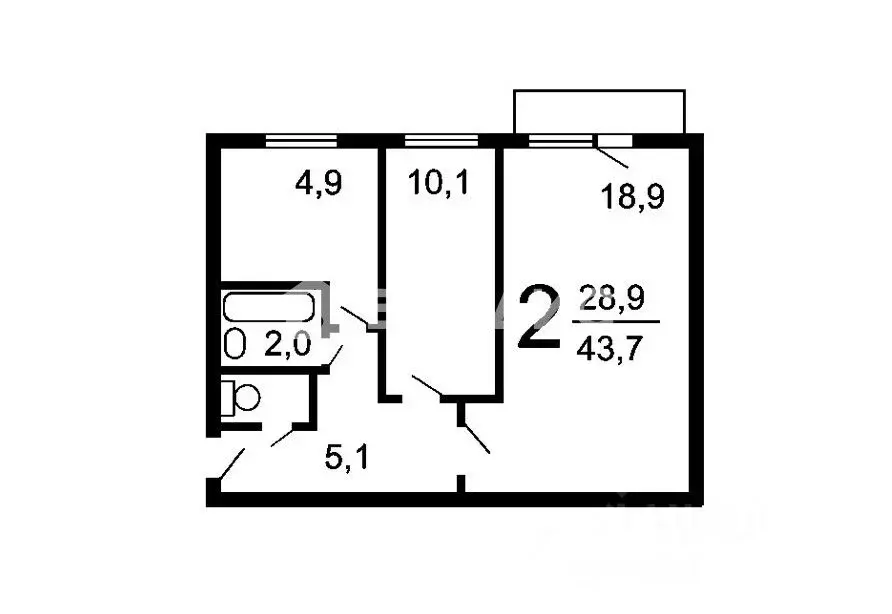 2-к кв. Москва Нагорный бул., 5К2 (43.7 м) - Фото 2
