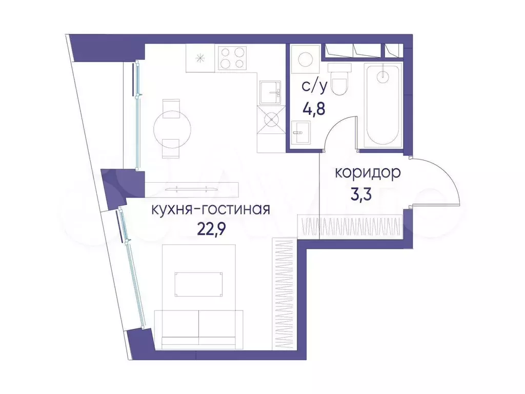 Квартира-студия, 31 м, 10/14 эт. - Фото 0