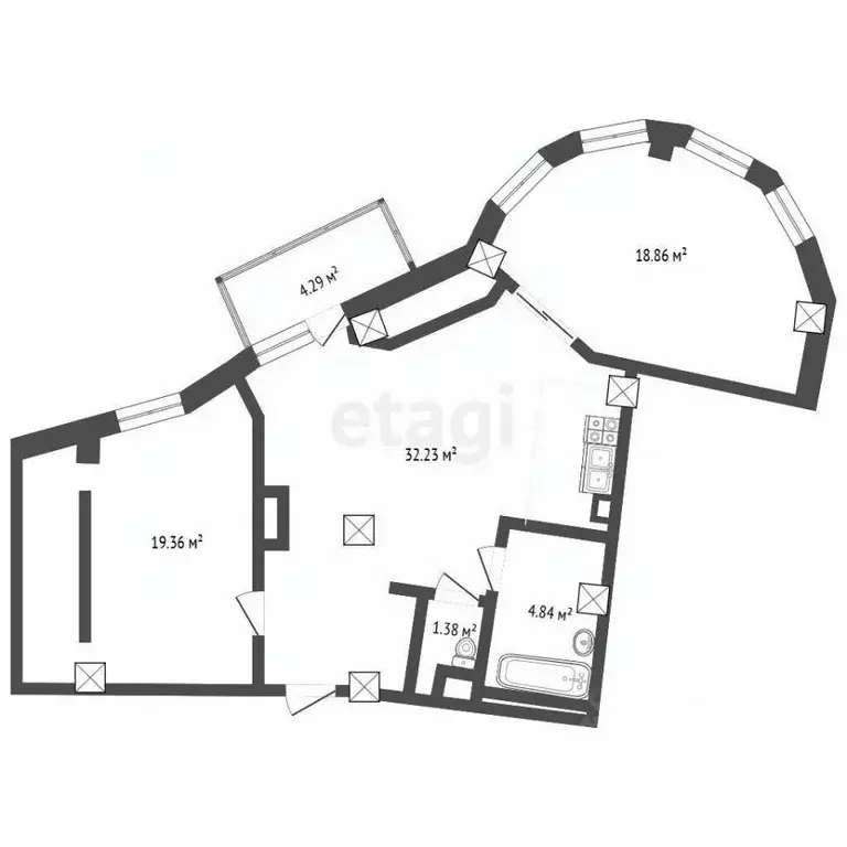 3-к кв. Белгородская область, Белгород Харьковская ул., 3 (84.5 м) - Фото 2