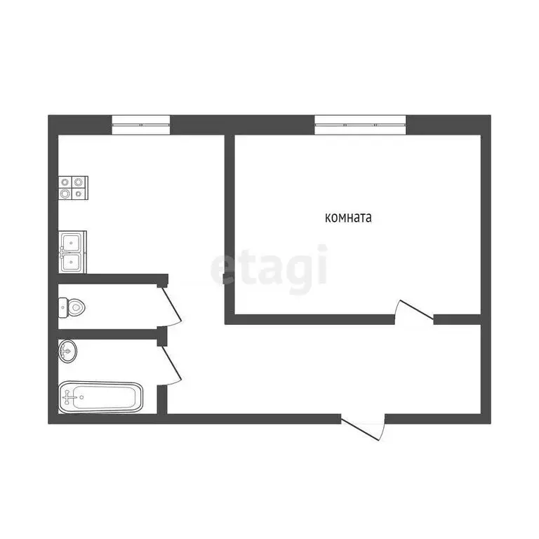 1-комнатная квартира: Тобольск, микрорайон 7А, 32А (31.8 м) - Фото 0