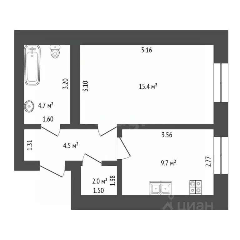 1-к кв. Владимирская область, Ковров ул. 9 Мая, 6 (36.6 м) - Фото 2
