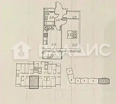 1-к кв. санкт-петербург ул. русановская, 18к6 (35.5 м) - Фото 1