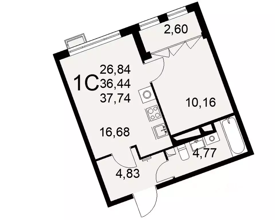 1-к кв. Тульская область, Тула ул. Федора Смирнова, 2 (37.74 м) - Фото 0