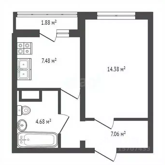 1-к кв. Санкт-Петербург Парашютная ул., 65 (34.6 м) - Фото 1