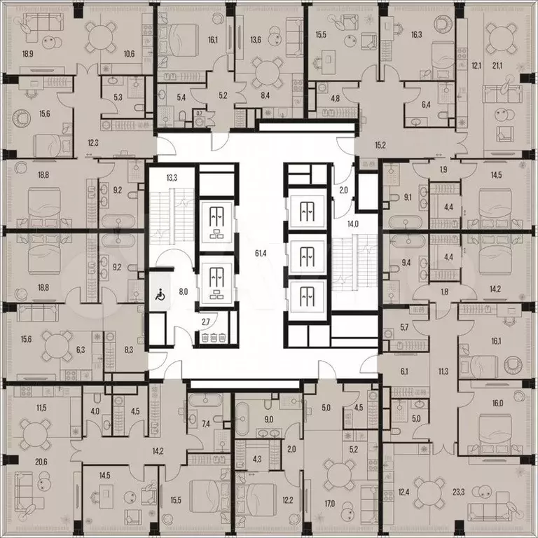 4-к. квартира, 125,7 м, 25/47 эт. - Фото 1