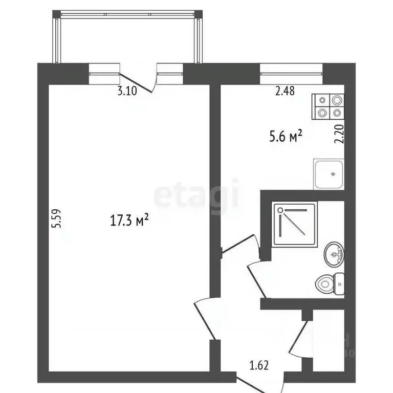 1-к кв. Тюменская область, Тюмень Таврическая ул., 10 (30.6 м) - Фото 1