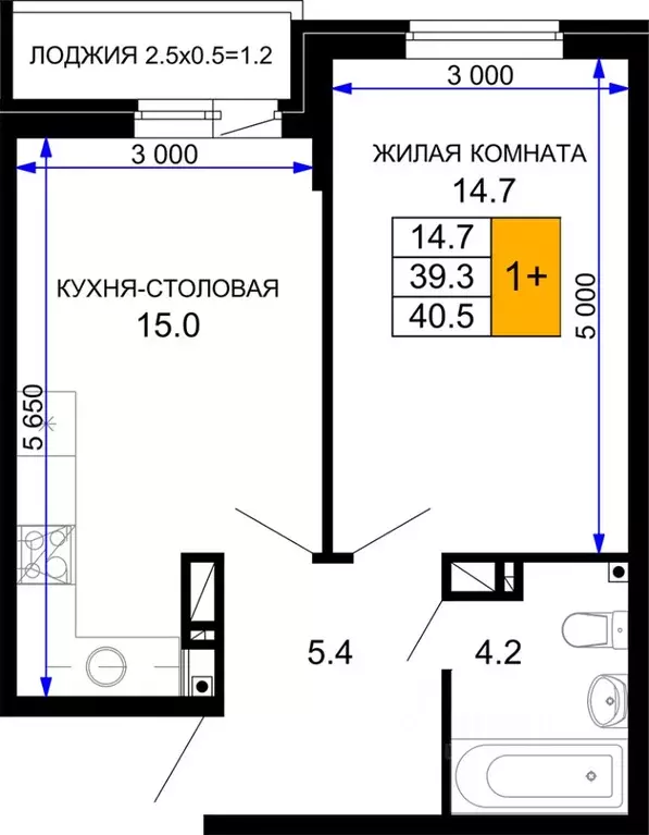 1-к кв. Краснодарский край, Краснодар Дыхание жилой комплекс (40.5 м) - Фото 0