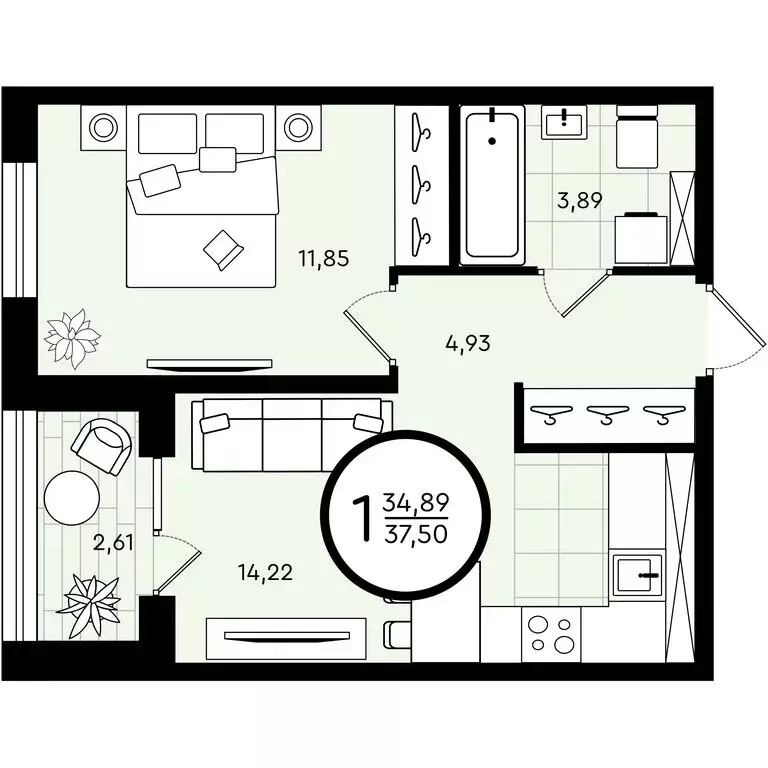 2-комнатная квартира: Тюмень, улица Александра Звягина (54.68 м) - Фото 0