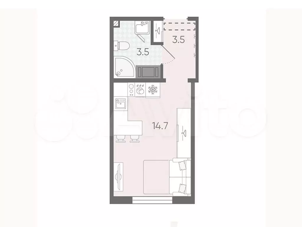 Квартира-студия, 21,7 м, 18/24 эт. - Фото 0