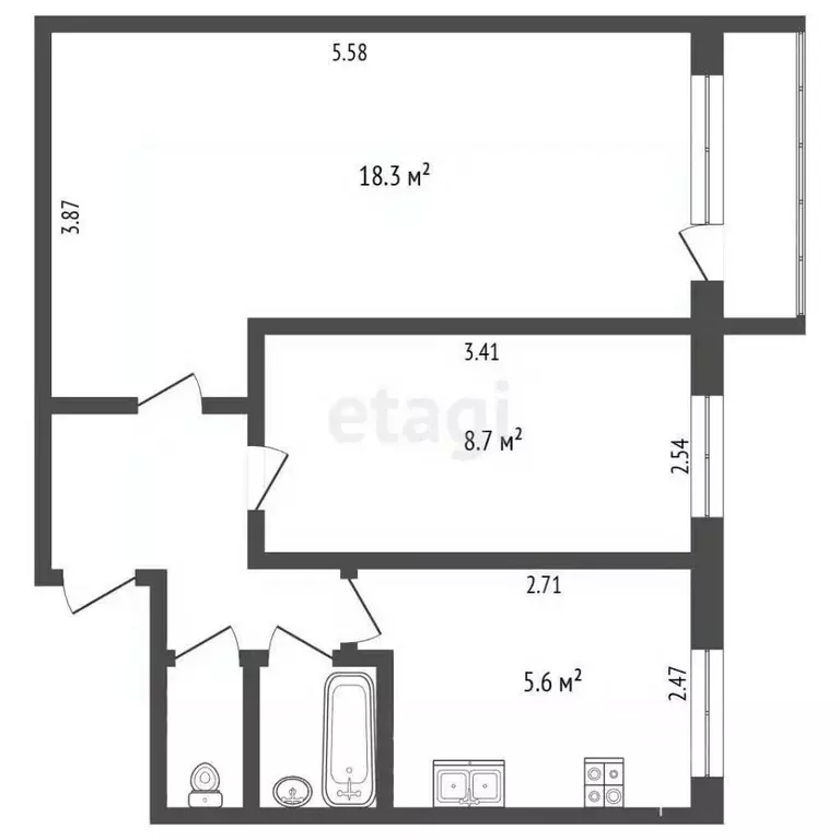 2-к кв. Ярославская область, Рыбинск Полиграфская ул., 2 (40.5 м) - Фото 2