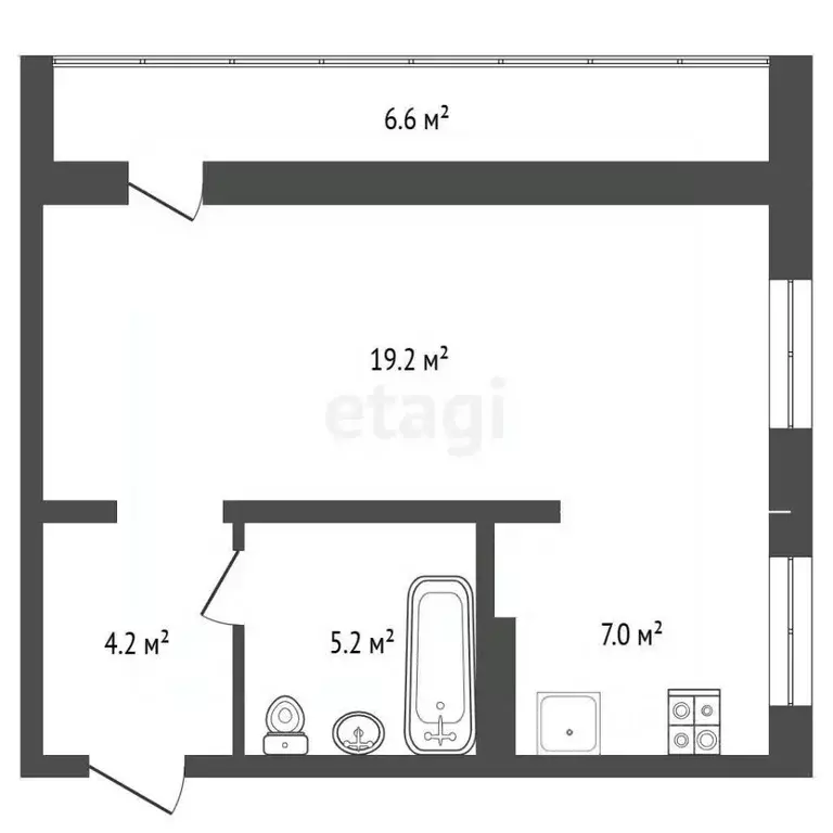 1-к кв. Башкортостан, Стерлитамак Коммунистическая ул., 48 (32.5 м) - Фото 2