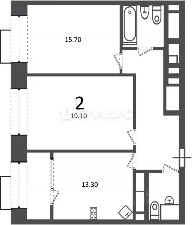 2-к кв. Москва Клинская ул., 2А (67.6 м) - Фото 2