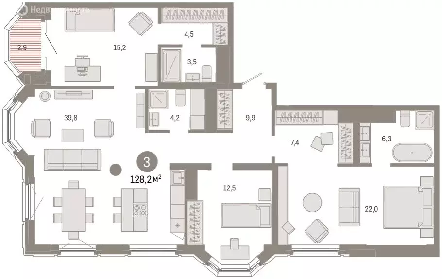 3-комнатная квартира: Екатеринбург, жилой район Вокзальный, улица ... - Фото 2