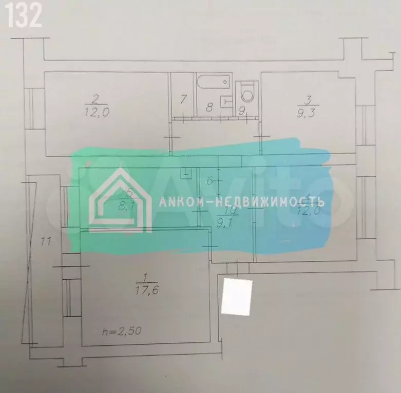 4-к. квартира, 78м, 1/5эт. - Фото 1