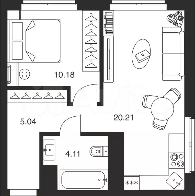 1-к. квартира, 39,5 м, 13/25 эт. - Фото 0