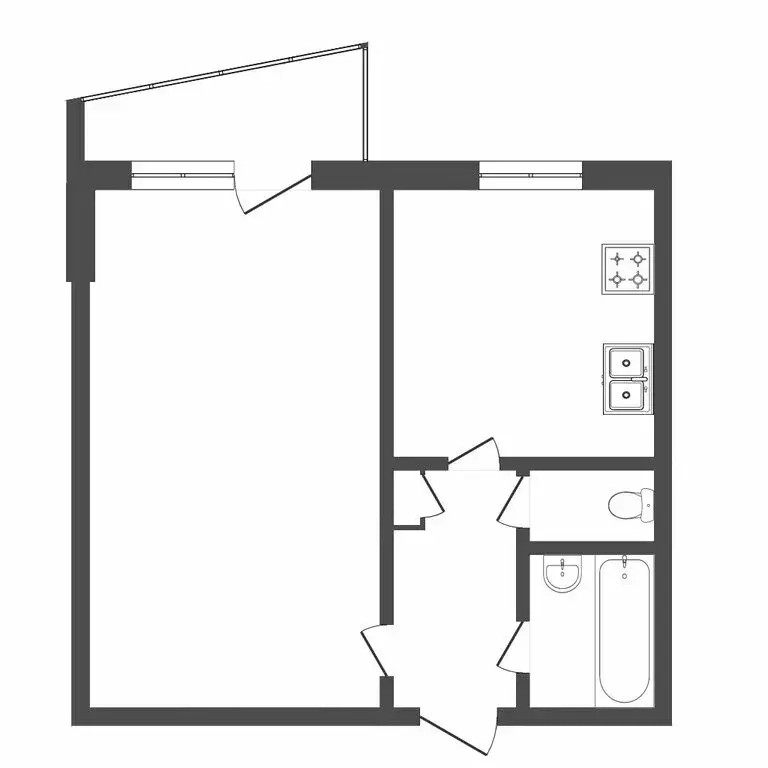 1-комнатная квартира: Тюмень, улица Пермякова, 54 (33.3 м) - Фото 1