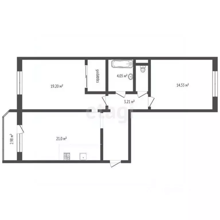 2-к кв. Тюменская область, Тюмень ул. Валентины Трофимовой, 7 (69.0 м) - Фото 1