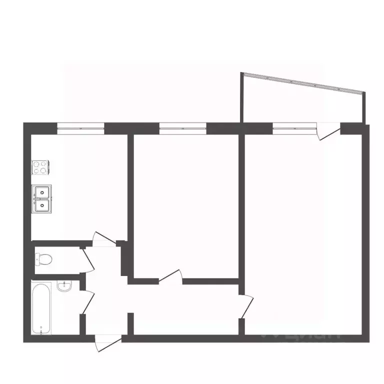 2-к кв. Тюменская область, Тюмень ул. Елизарова, 30 (50.0 м) - Фото 2