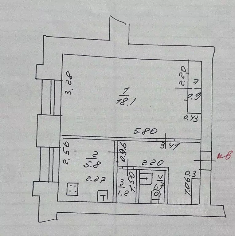 1-к кв. Татарстан, Казань Магистральная ул., 34к1 (32.7 м) - Фото 2