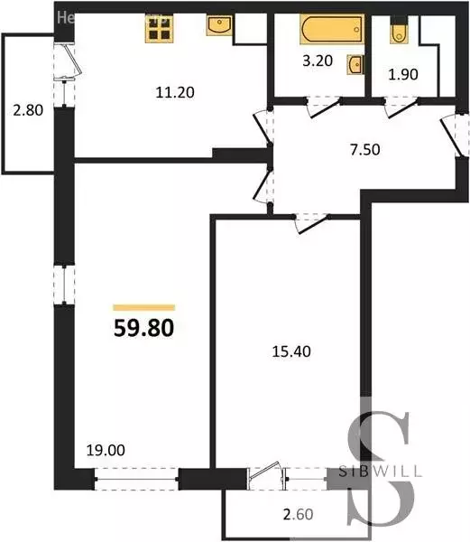 2-комнатная квартира: Новосибирск, Кировский район (59.8 м) - Фото 0