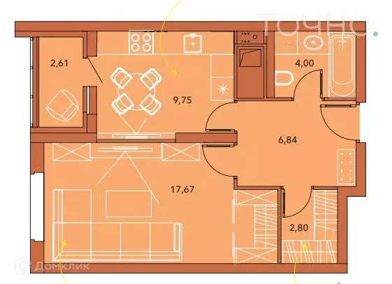 Продаётся 1-к квартира, 43.67 м - Фото 0