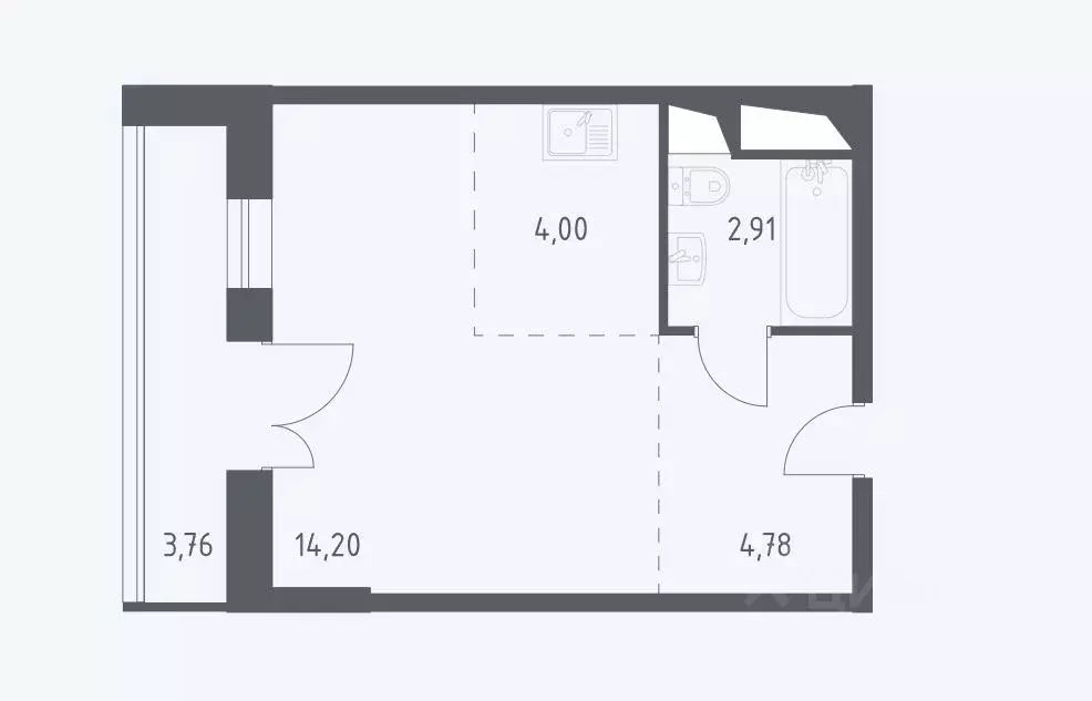 Студия Московская область, Красногорск ул. Тенистых Аллей, 3к2 (28.7 ... - Фото 1