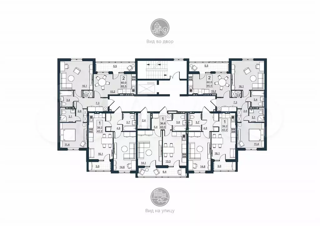 2-к. квартира, 60 м, 6/10 эт. - Фото 1