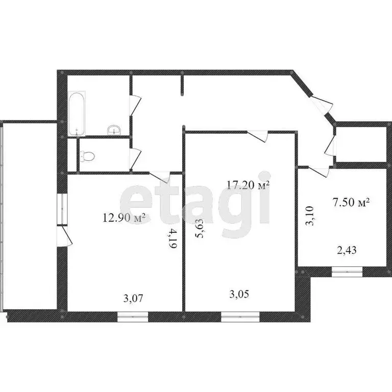 2-комнатная квартира: Златоуст, квартал Медик, 3 (50 м) - Фото 1