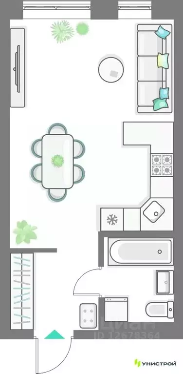 1-к кв. Татарстан, Казань Лето жилой комплекс (33.42 м) - Фото 1