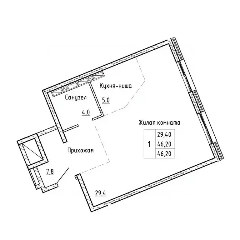 1-к кв. Приморский край, Владивосток Снеговая Падь мкр,  (46.2 м) - Фото 1