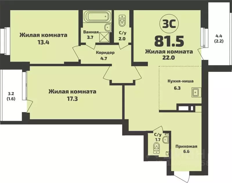 3-к кв. Новосибирская область, Новосибирский район, Станционный ... - Фото 1