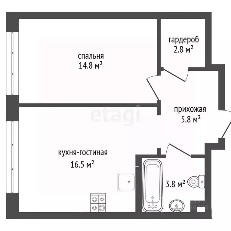 1-к кв. Москва наб. Марка Шагала, 15к1 (43.7 м) - Фото 2