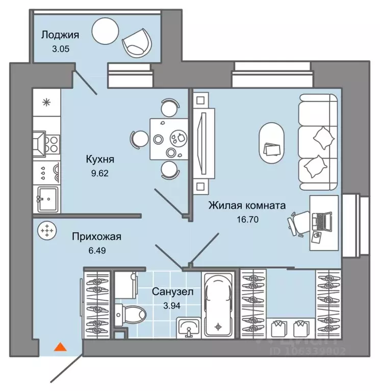 1-к кв. Кировская область, Киров Знак жилой комплекс (39.0 м) - Фото 0