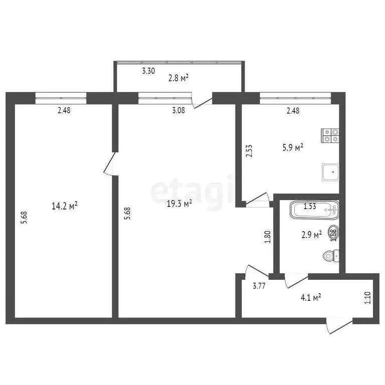 2-комнатная квартира: Стерлитамак, Коммунистическая улица, 59 (45.1 м) - Фото 1