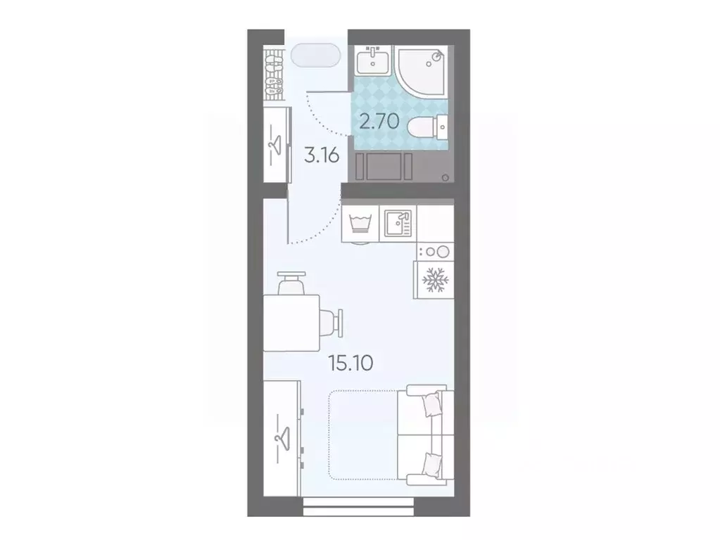 Студия Санкт-Петербург ул. Пахомовская, 12к2 (20.7 м) - Фото 0