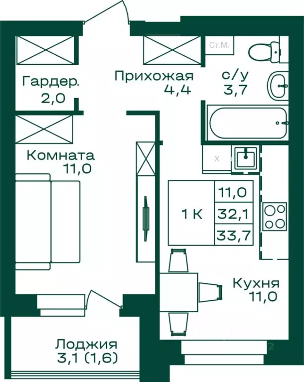 1-к кв. Алтай, Майминский район, с. Майма  (33.7 м) - Фото 0