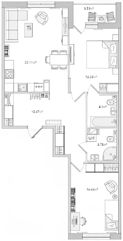 2-к кв. Санкт-Петербург Белоостровская ул., 10к1 (79.0 м) - Фото 2
