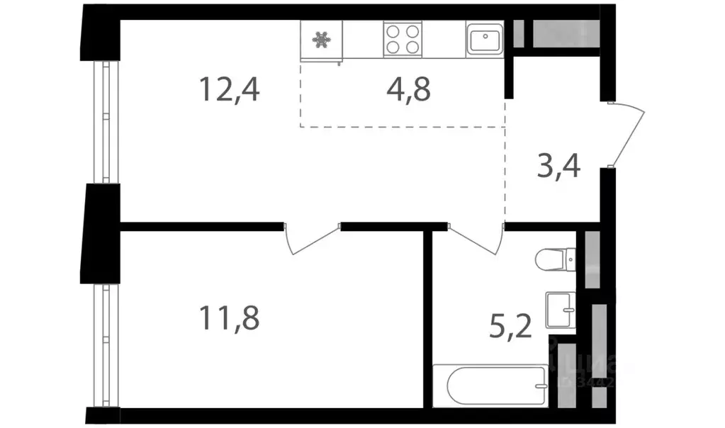 1-к кв. Москва Семеновский Парк 2 жилой комплекс (37.6 м) - Фото 0