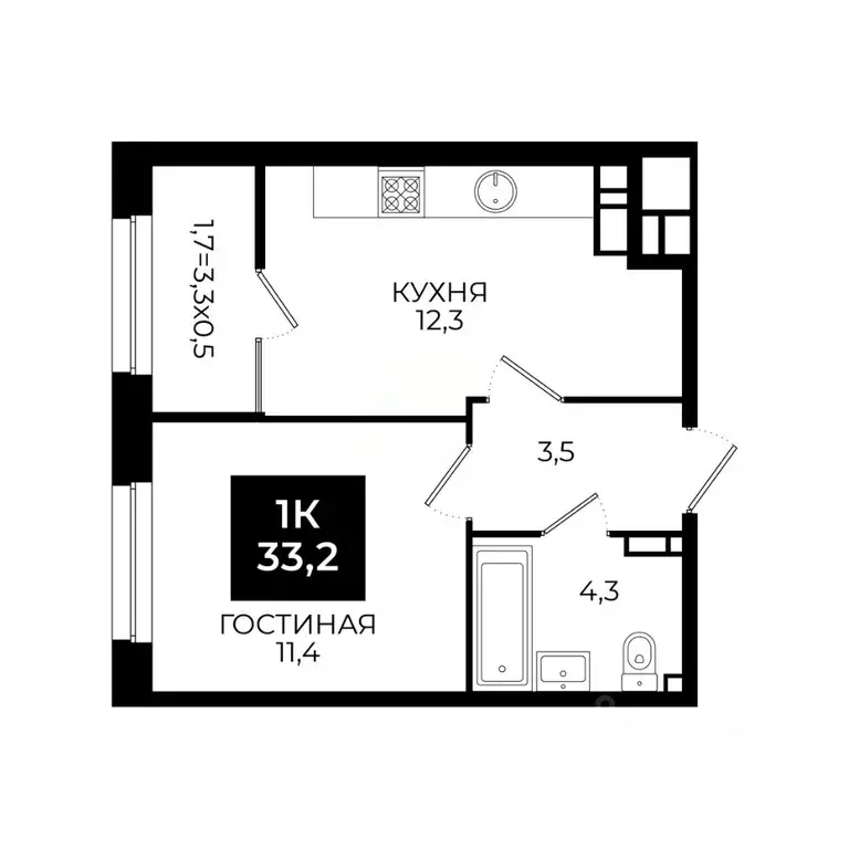 1-к кв. Ставропольский край, Ставрополь ул. Южный обход, 65к1 (33.2 м) - Фото 0