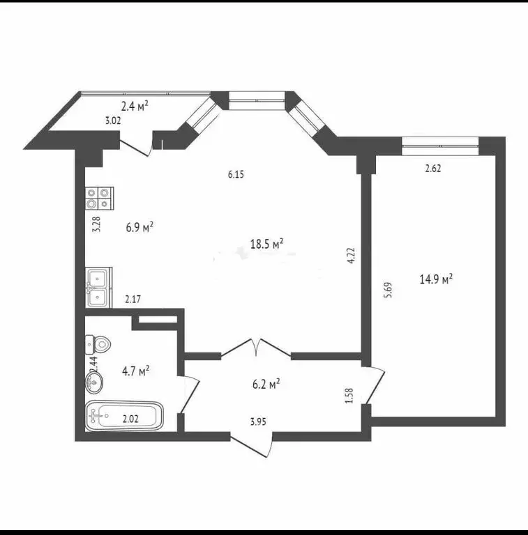 2-комнатная квартира: Абакан, улица Некрасова, 39 (51 м) - Фото 1