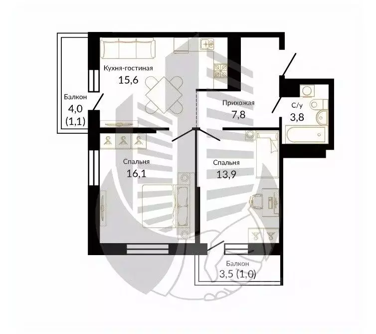 2-к кв. Краснодарский край, Краснодар Старокубанская ул., 123А (60.0 ... - Фото 1