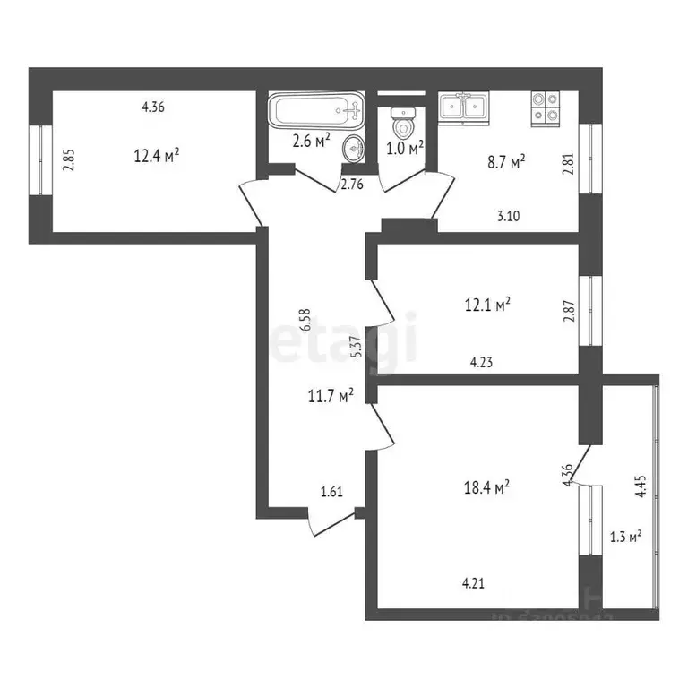 3-к кв. Забайкальский край, Чита ул. Кочеткова, 81 (66.9 м) - Фото 2