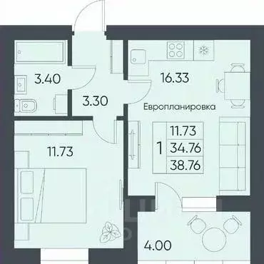 1-к кв. Саратовская область, Татищево рп  (38.76 м) - Фото 0