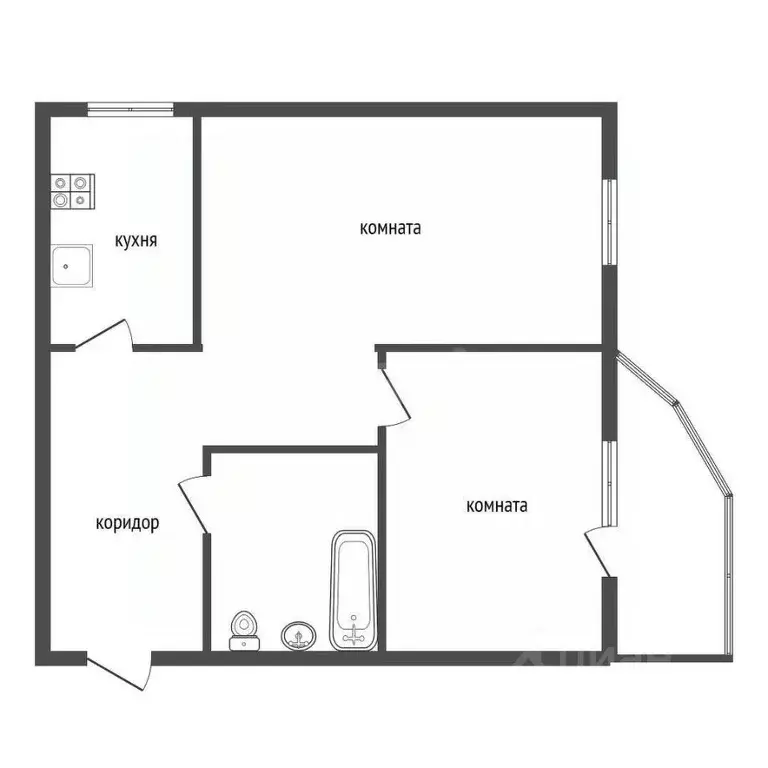 2-к кв. Воронежская область, Воронеж просп. Патриотов, 1е (49.3 м) - Фото 1