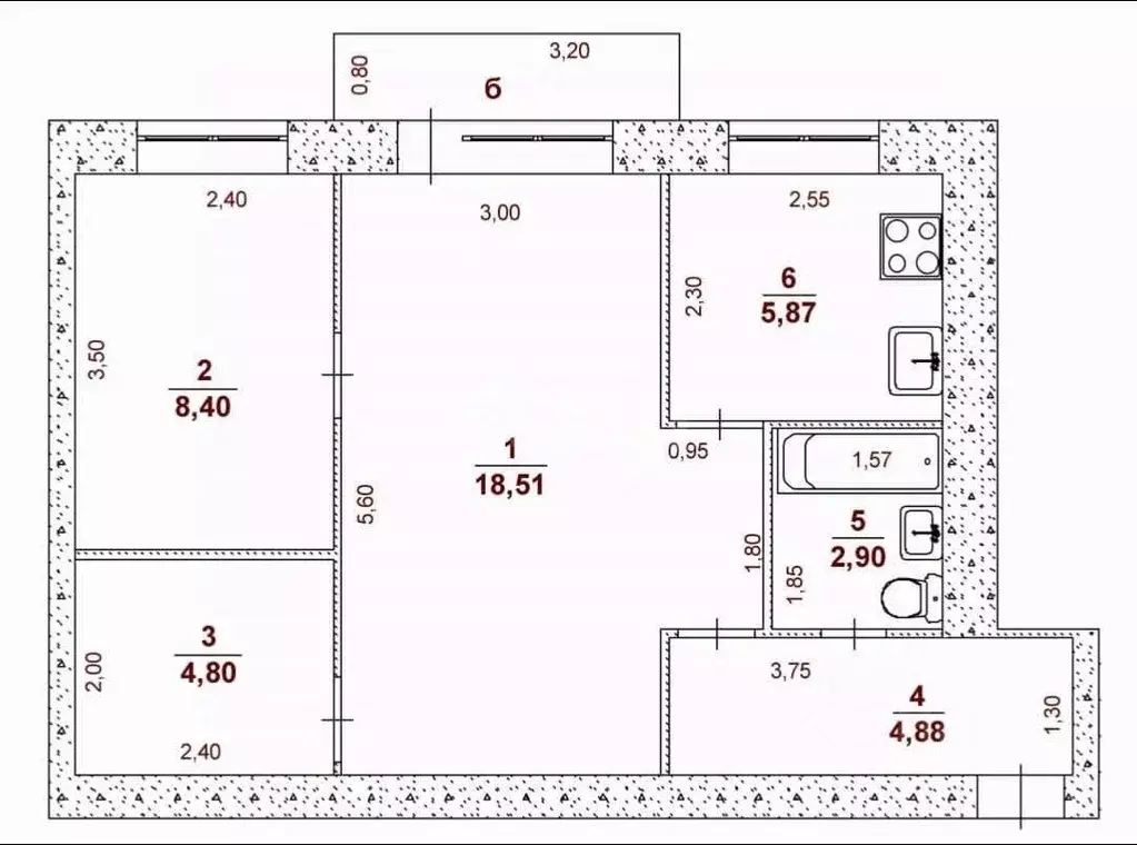 2-к кв. Ульяновская область, Ульяновск просп. 50-летия ВЛКСМ, 13 (45.4 ... - Фото 2
