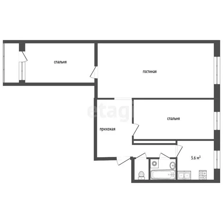 3-комнатная квартира: Новый Уренгой, проспект Губкина, 11 (58.8 м) - Фото 1